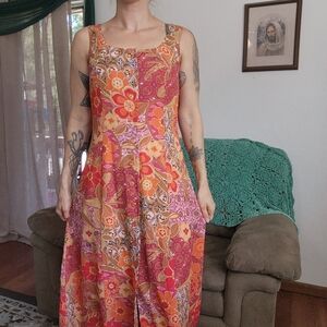 Coldwater Creek Groovy Flower Button Down Maxi Dress Size 8